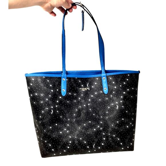 Coach Coated Canvas Reversible City Tote - Starry Sky / Bright Blue - Picture 1 of 15